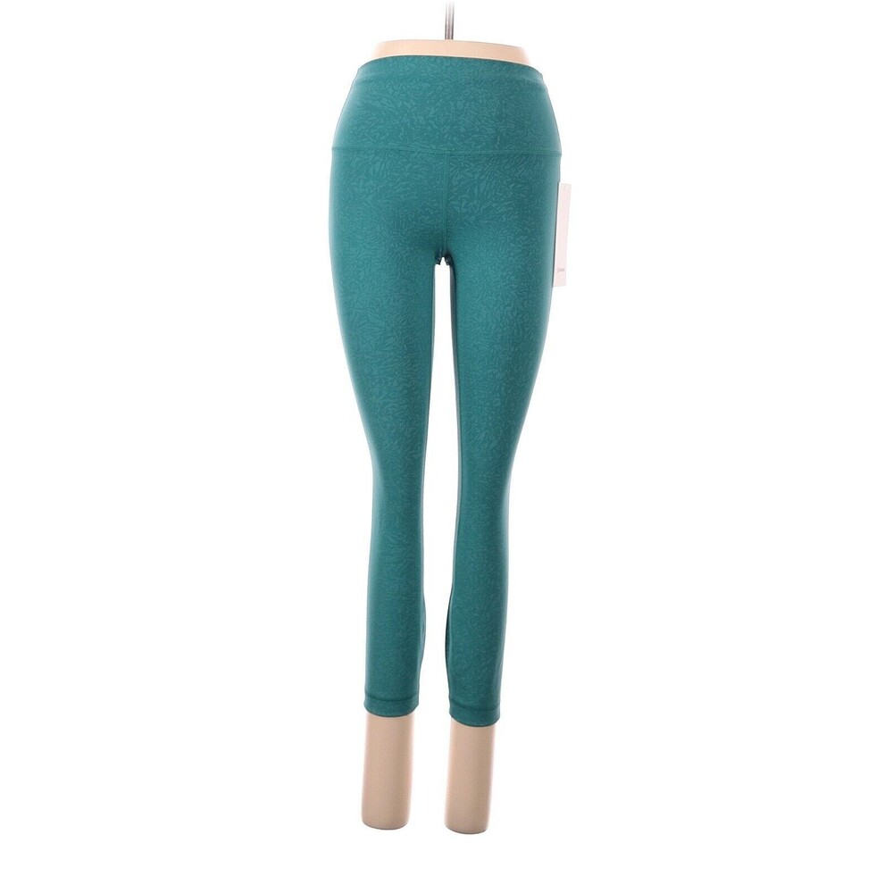 LULULEMON ATHLETICA Crunch Teal Lagoon Wunder Train HR Crop 23" Leggings - US 6 - Picture 2 of 8